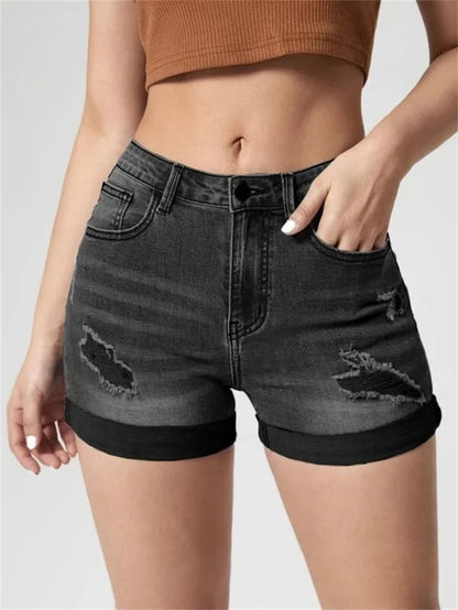 Summer Ripped Denim Shorts High Stretch Skinny Sexy