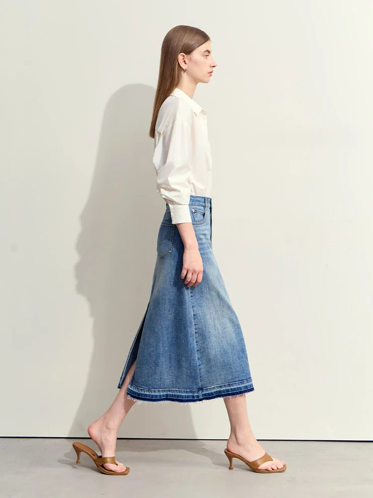 Minimalism Summer New Casual Denim Style Women's Skirts Letters