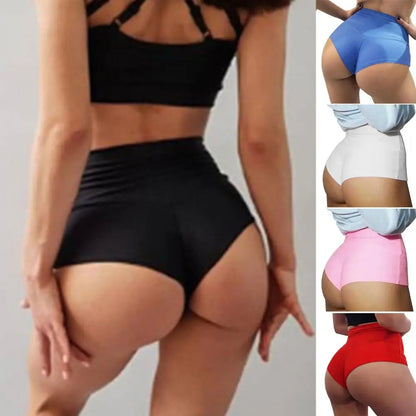 Hot Woman Shorts Stretchy Breathable Cool Solid Color Booty