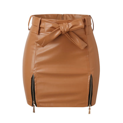 Women's Leather Skirts High Waisted Slimming Fit A Line PU Mini