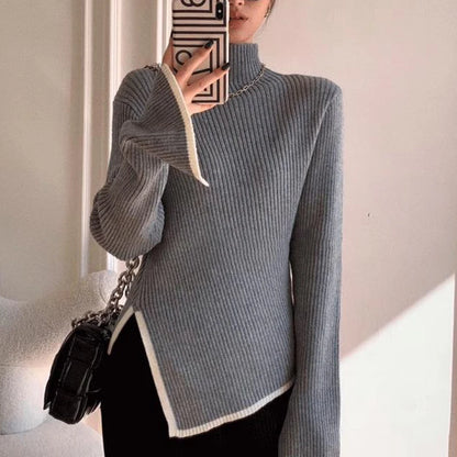 Fashion Women Turtleneck Sweater Autumn Winter Solid Color Slim Underlay Long Sleeve Pullovers Office Ladies Clothing