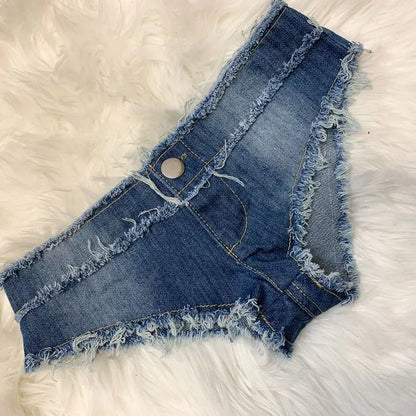 Sexy Y2K Denim Shorts Women's Low Waist Bow Slim Jeans