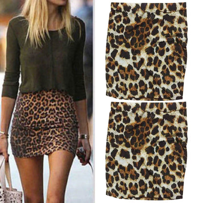 Women's Ladies Skirt Leopard Printed High Waist Pencil