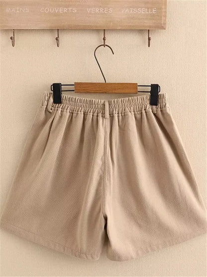 Plus Size Women's Summer Shorts Cotton Wide Leg Pockets Loose