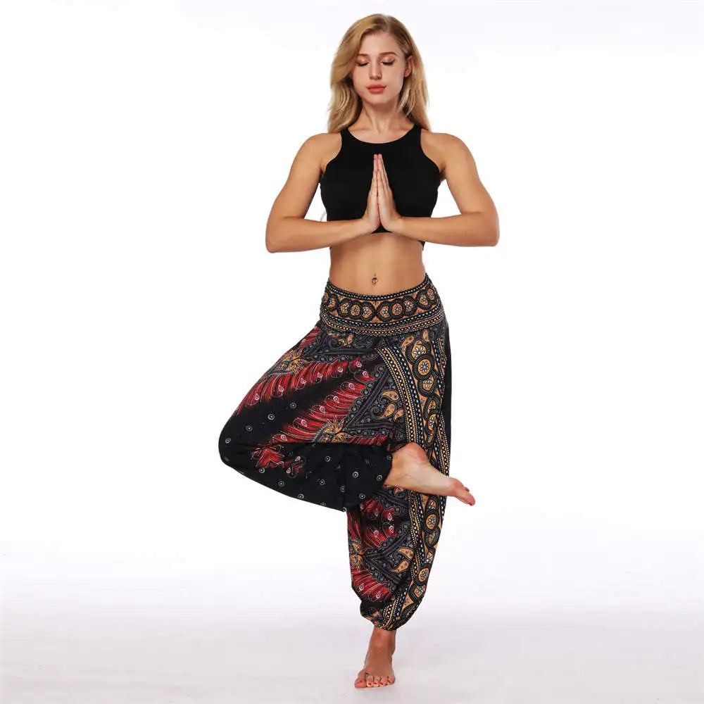 Women's Ethnic Style Loose Printed Bloomers High Waist Yoga Pants