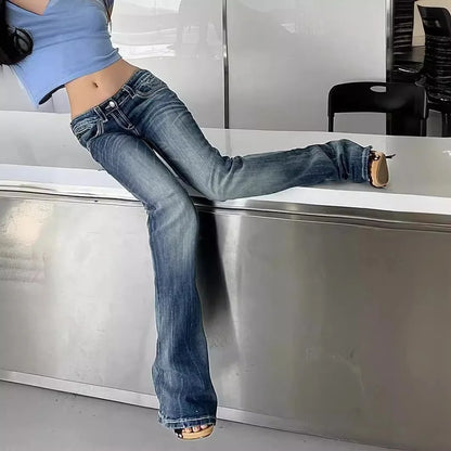 Woman Korean Jeans Chic Denim Streetwear Pants All-Match