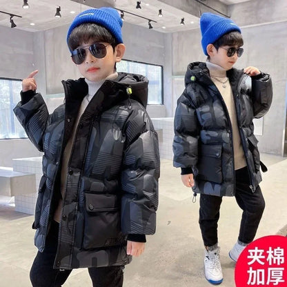 Boys Winter Parka - Kids Thicken Hooded Jacket