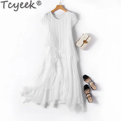 Tcyeek Elegant Women's Dresses Summer Fashion Midi Dress