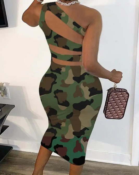 Summer Women's Fashion Skinny Dresses Night Out Camouflage