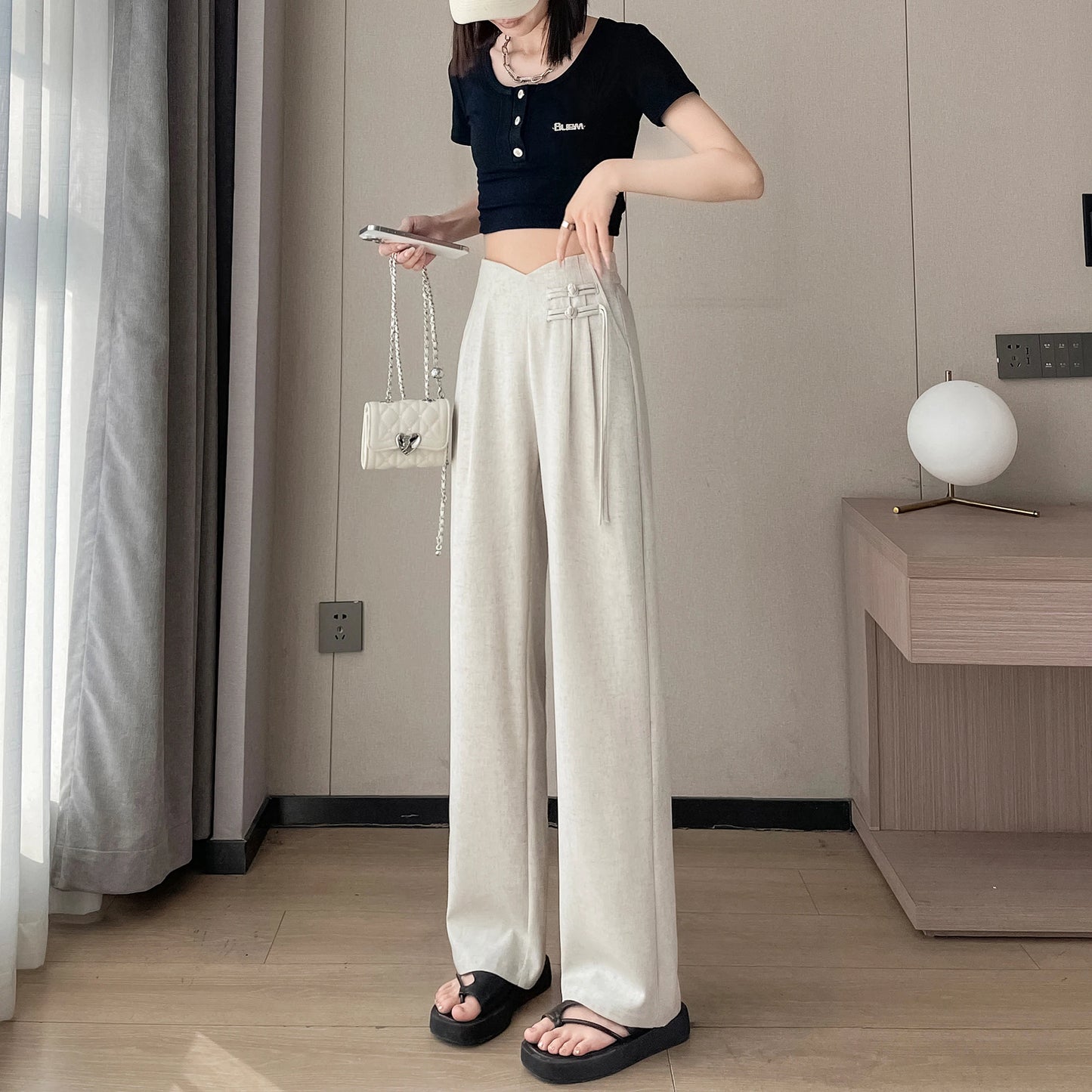 Wide Leg Pants Women's Summer Retro Chinese Style Casual