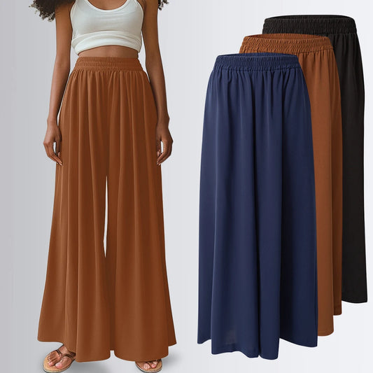 Spring Summer Women's Elastic High Waisted Wide Leg Pants Women's Solid Long