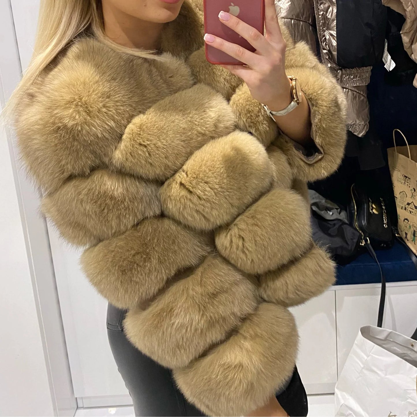 Women's Real Fox Fur Jacket - Winter Fashion Coat