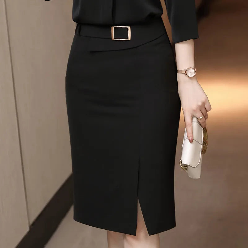 Spring Summer Fashion Black Skirt Women's Elegant All-Match Slim Formal Women's