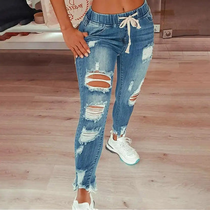 Women's Jeans Ripped Vintage Distressed Streetwear Hip Hop Pants