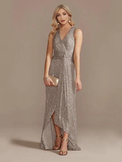 Luxury Evening Dress - V-Neck Elegant Slit Party Gown