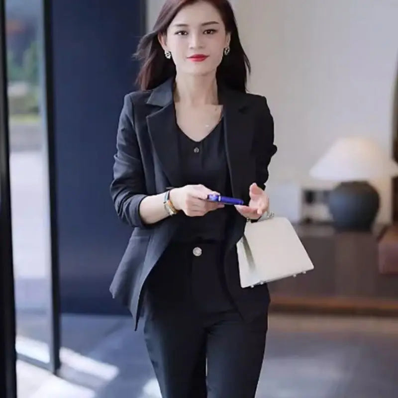 Women's Blazer Set - Pencil Pants Office Outfit