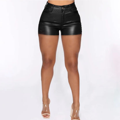 Fashion Leather Shorts Women's Summer Tight Gothic High