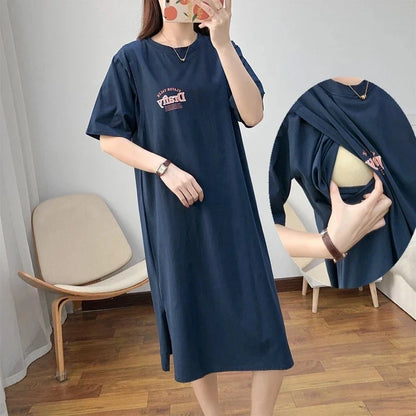 Summer Maternity Dress - Nursing Casual Feeding Clothes