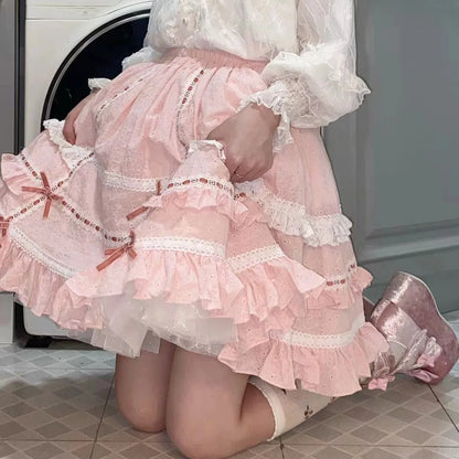 Sweet Soft Girls Bow Lolita Skirt Women's Ball Gown