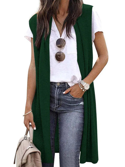 Fashion Women's Casual Knitwear Coat Cardigan Trendy Long Sleeveless Vest Jacket