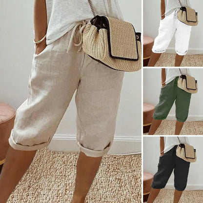 Women's Cotton Linen Shorts Vintage Loose Wide Leg