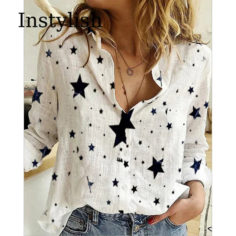 Elegant Cotton Linen Shirts Women Casual Solid Button Lapel Blouses Shirts Autumn Winter Long Sleeve Loose Tops Tunic Blusas