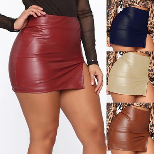 Women's Leather Night Clubwear Skirts Summer Pure Color