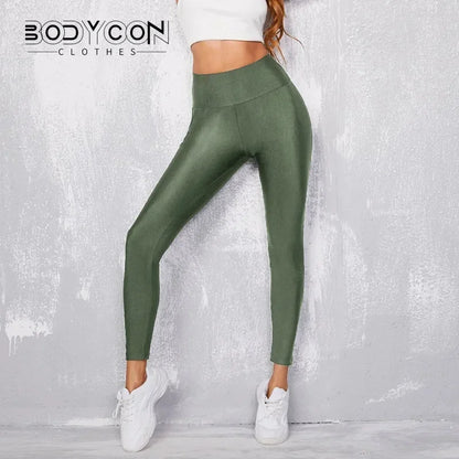 Bodycon Y2K Pants Women's Gym Sexy Metallic Luster Pencil