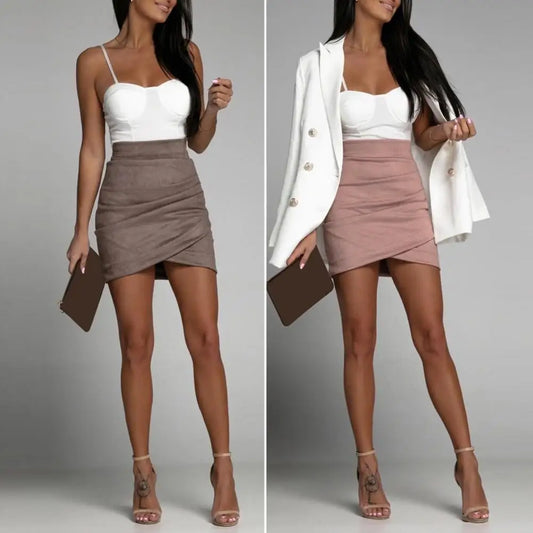 Mini Skirt Colorfast Bodycon Skirt Zipper Office Lady Pleated