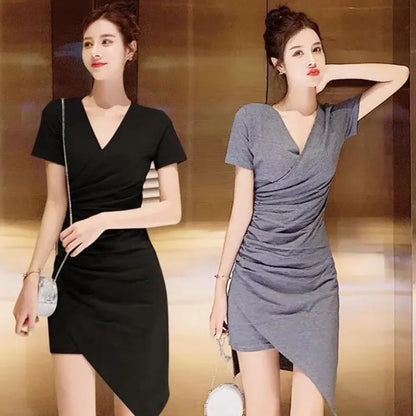 Summer Korean New Fashion Sexy Dresses Slim Fit Wrap