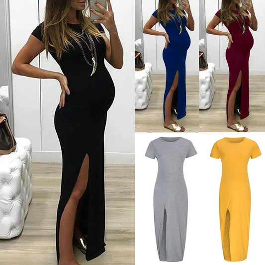 Maternity Maxi Dress - Short Sleeve Bodycon