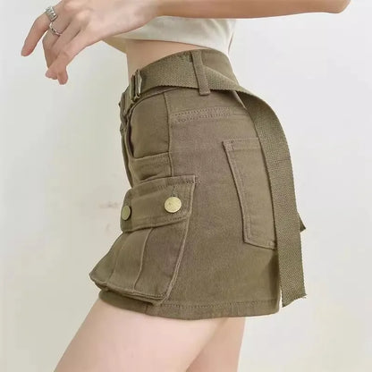 Shorts Denim Cargo Pants Women's Sexy Streetwear High Waist Summer Stretch Cortos