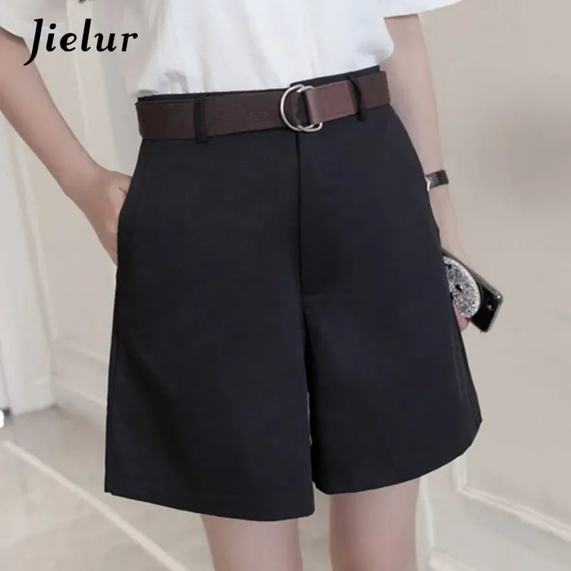 Jielur Shorts All-Match 4 Solid Color Sashes Casual Shorts