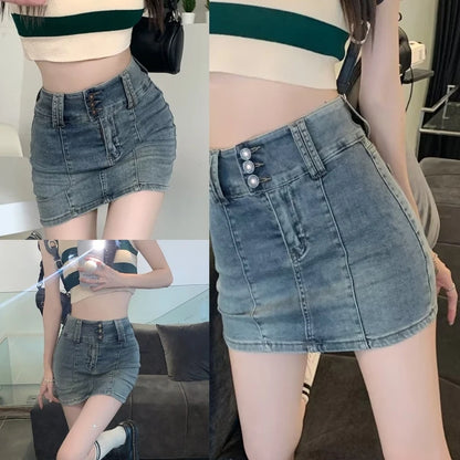 Women's Casual High Waist Denim Skort Summer Jean Skirt Shorts