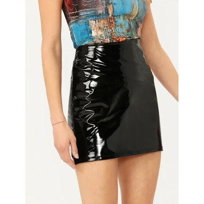 Latex Leather Mini Skirt Lady Office Skinny Pencil Skirts