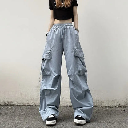 Oversized Cargo Pants Hip-Hop Streetwear Spring Summer Pockets Elastic