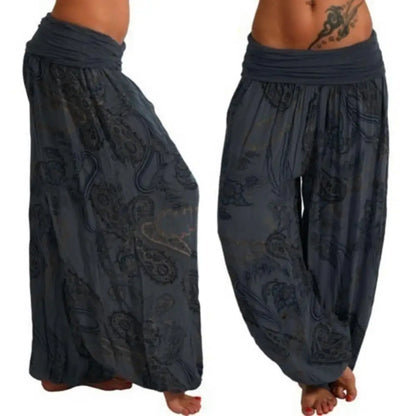 Women's Boho Paisley Print Ankle Tied Baggy Loose Pants