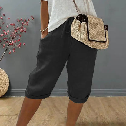 Women's Cotton Linen Shorts Vintage Loose Wide Leg