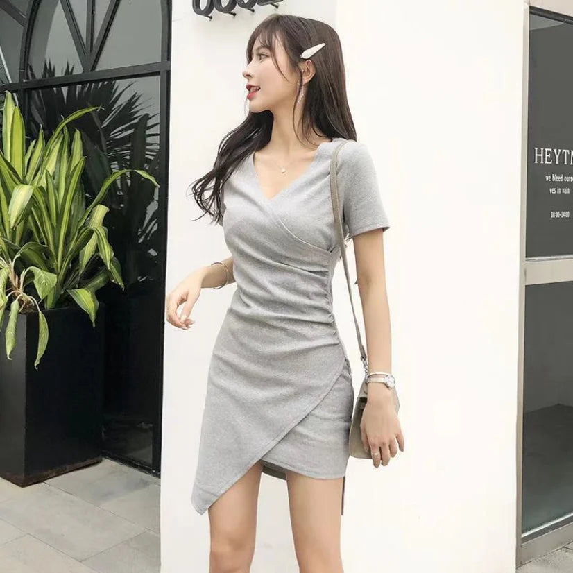 Summer Korean New Fashion Sexy Dresses Slim Fit Wrap