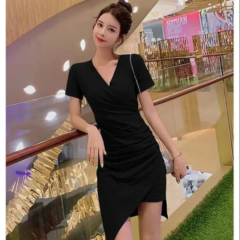 Summer Korean New Fashion Sexy Dresses Slim Fit Wrap