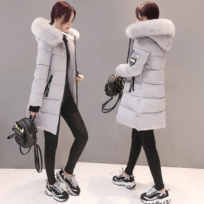 Women’s Long Cotton Parka - Casual Fur Hooded Jacket