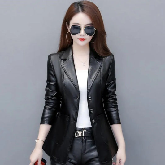 Spring Genuine Leather Jacket Women Korean Fashion Slim Sheepskin Coat Real Leather Jacket