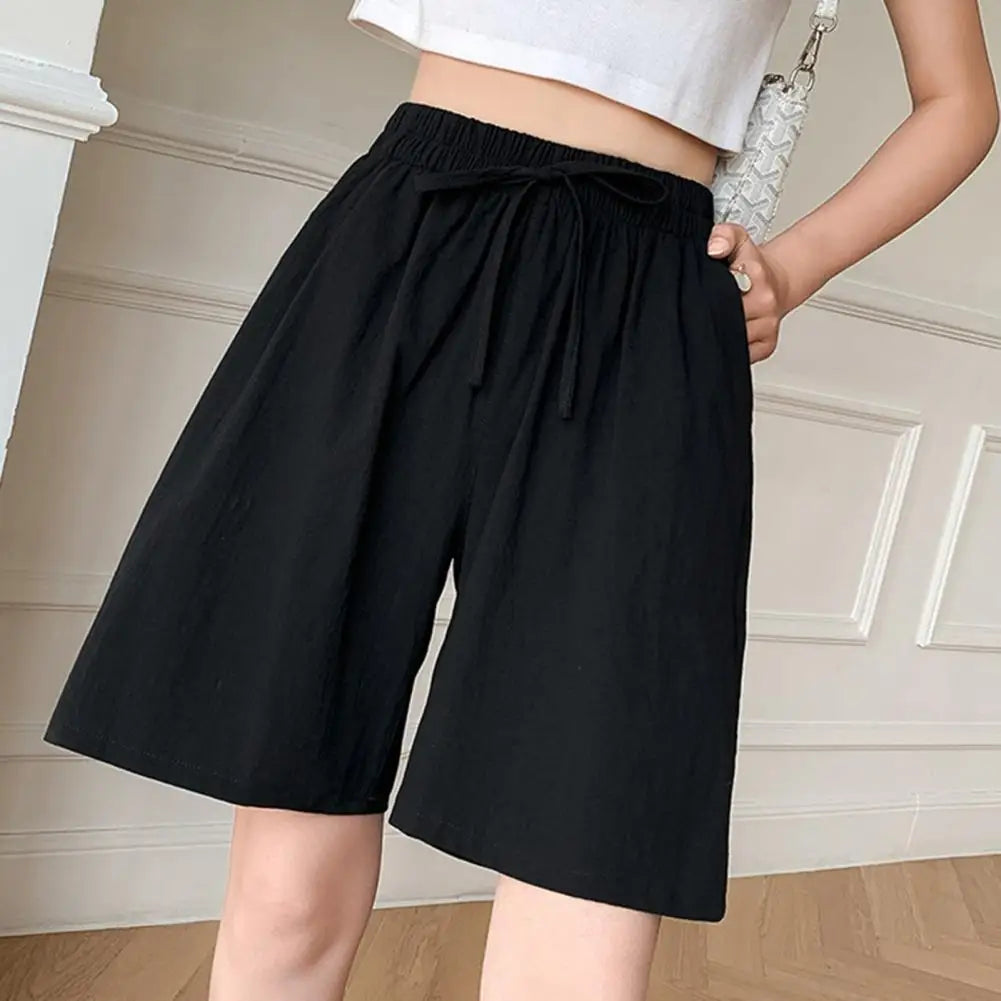 Women's Cotton Shorts Summer Casual Two Pockets High Waist