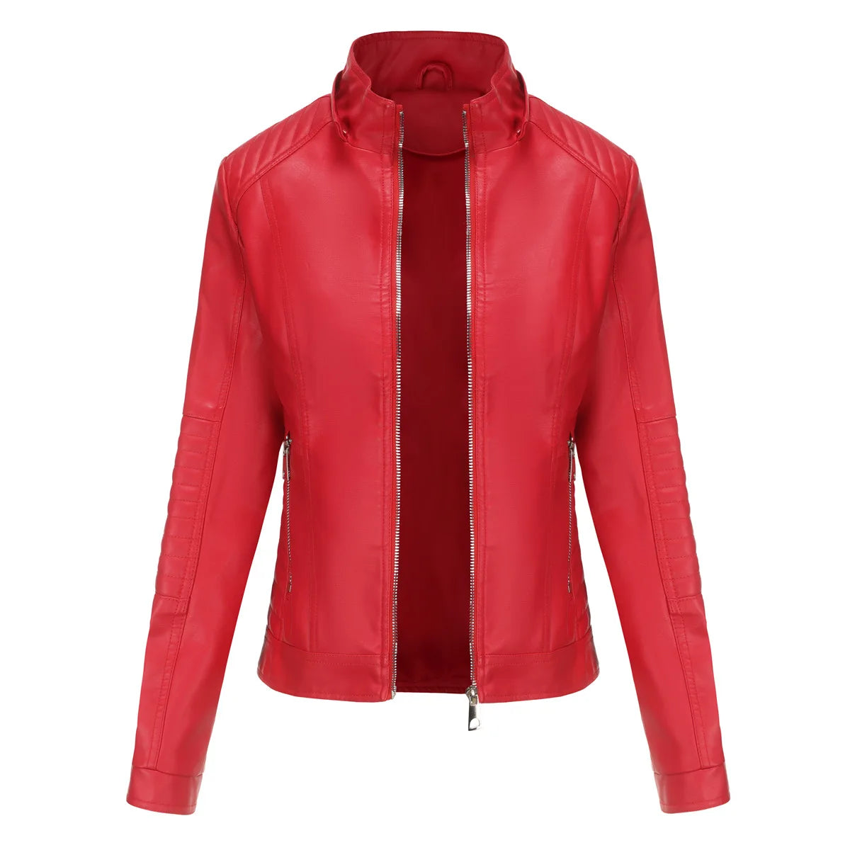 Women’s Hooded Leather Jacket - Windproof Fashion PU Coat