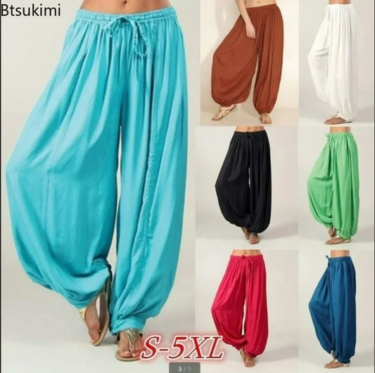 New Women's Casual Harem Pants Solid Sports Baggy Workout Loose Trousers