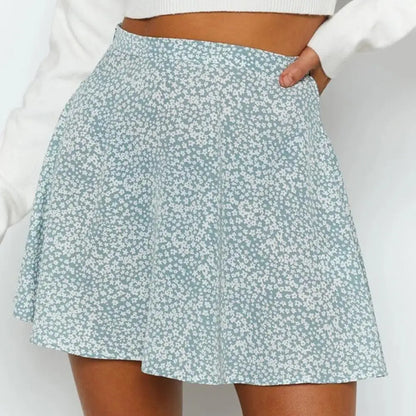 Short Skirt Summer Umbrella Skirt Ruffled Above Knee Floral