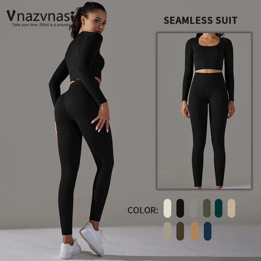 Vnazvnasi Seamless Women's Sports Set Long Sleeve Yoga