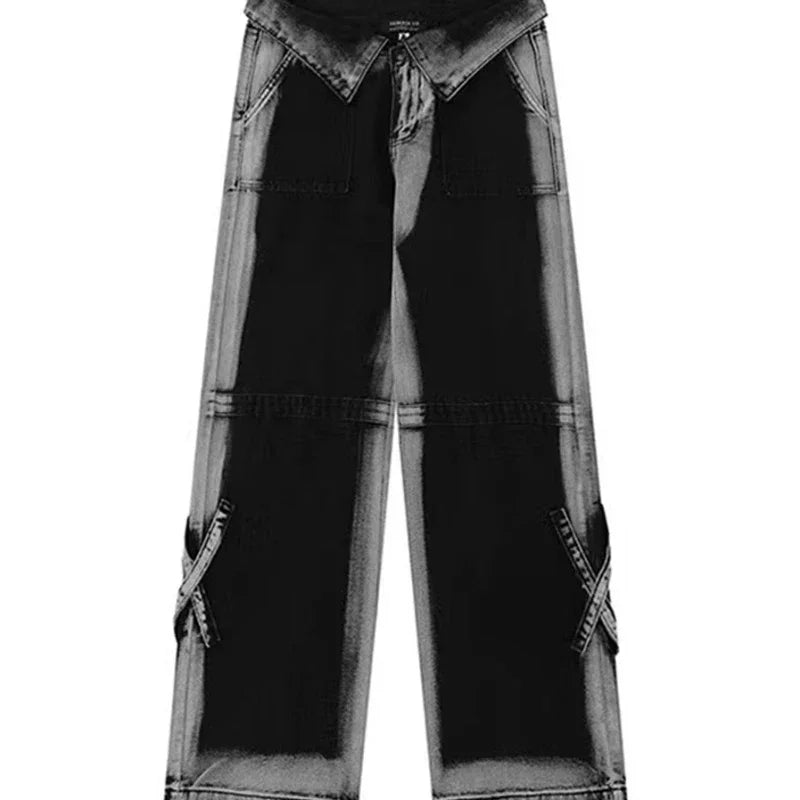 Trousers Straight Leg Women's Denim Pants Black Women's