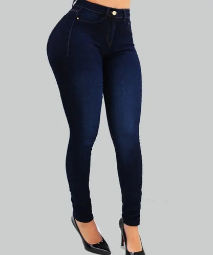 Woman's Pure Color Jeans High Waist Street Play