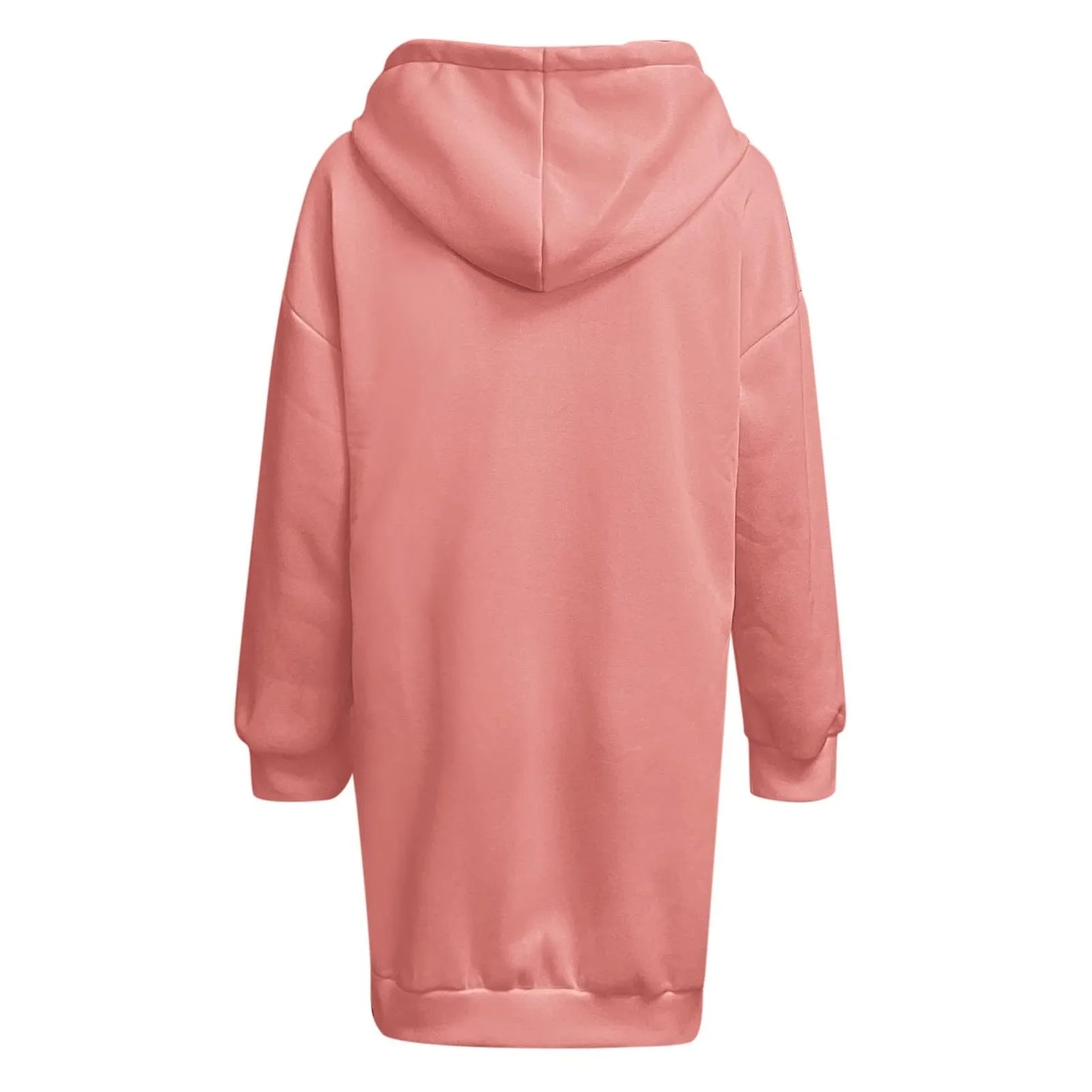 Long Sleeve Drawstring Pullover Dress - Casual Hoodie Dress